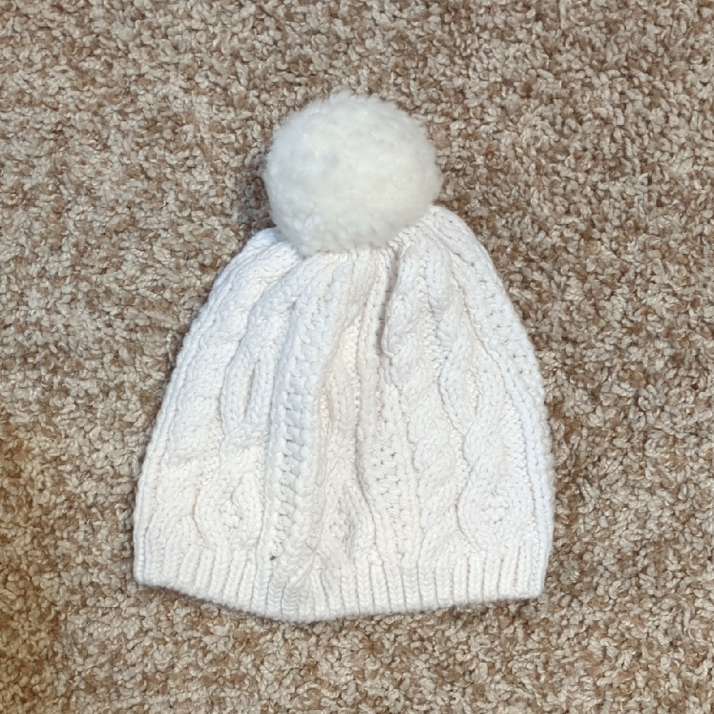 Carter's Cozy White Knit Pom-Pom Beanie for Baby
